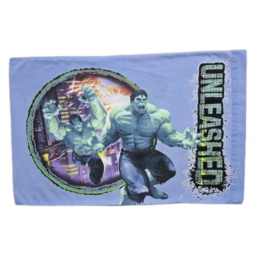Y2K Incredible Hulk Unleashed Pillowcase Pillow Sham Marvel Smash Kids Bedroom